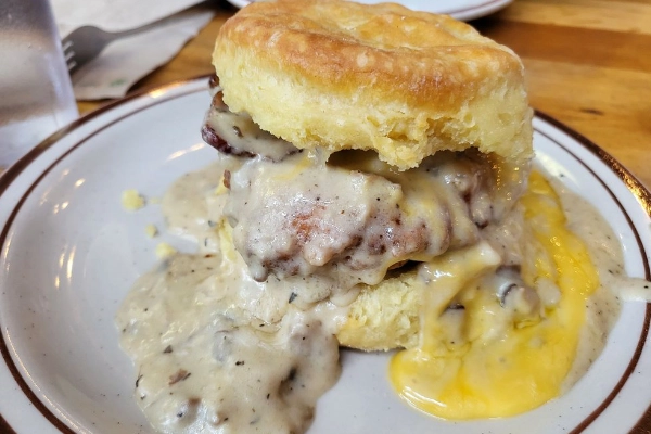 The Reggie Deluxe biscuit sandwich from Pine State Biscuits