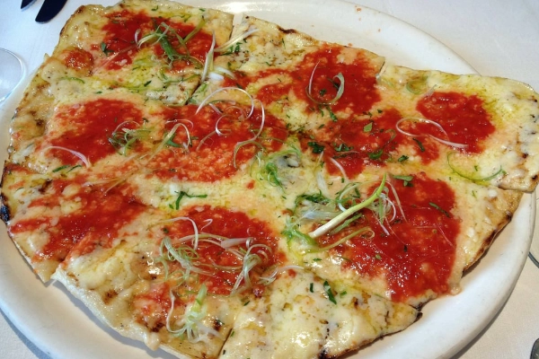 A wood-fired pizza from Al Forno