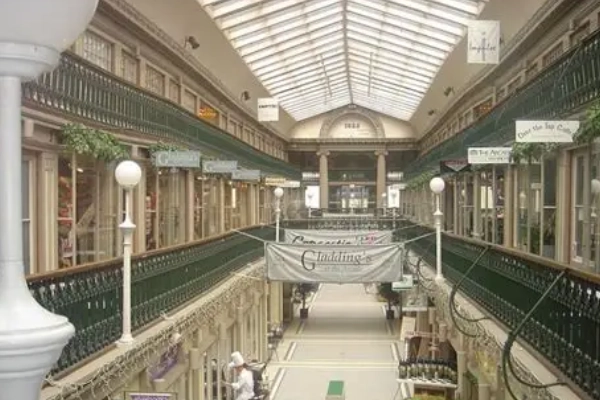 The historic interior of Arcade Providence, America's oldest indoor mall
