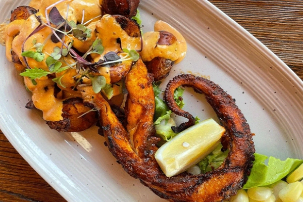A platter of Peruvian ceviche from Los Andes