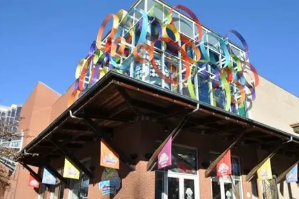 A quirky pirate ship play area at the Marbles Kids Museum