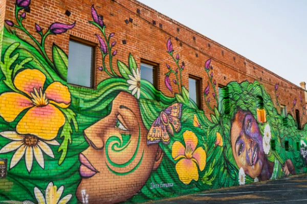 Colorful street art in Reno's Midtown Arts District