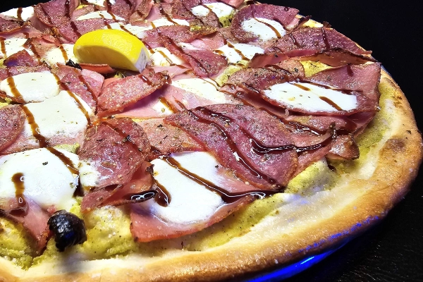 A thick-crust pizza from The Pie Pizzeria