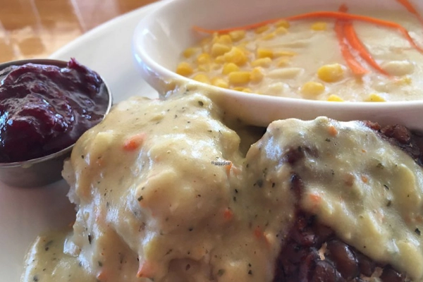 A plate of vegan comfort food from Vertical Diner