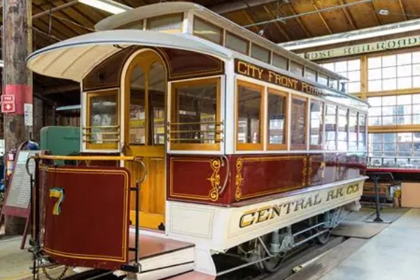 A vintage trolley at History Park in San Jose