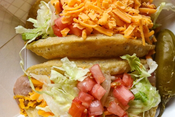 A crispy, puffy taco from Ray’s Drive Inn
