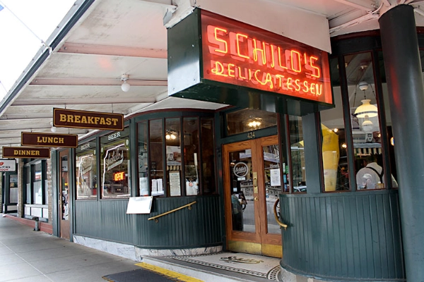 A bowl of split pea soup from Schilo’s Delicatessen