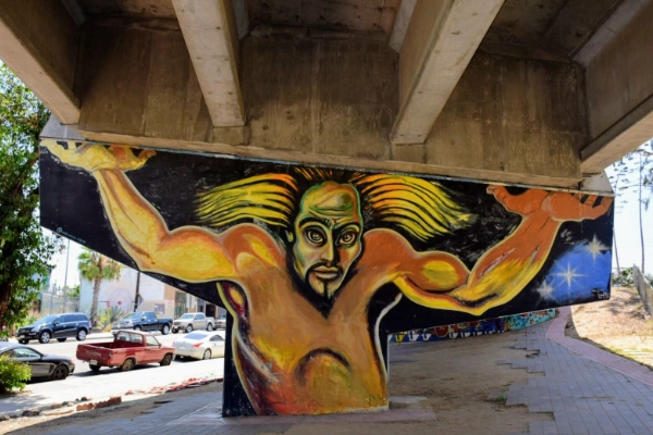 Colorful murals under the Coronado Bridge in Chicano Park