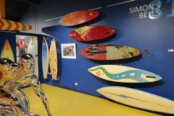 Vintage surfboards at the Surfing Heritage and Culture Museum