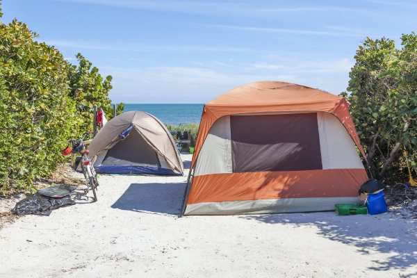A campsite with a view of the ocean at El Capitan State Beach