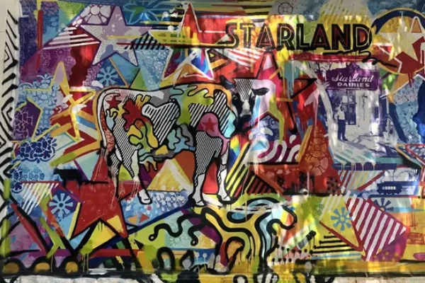 Colorful street art in the Starland District of Savannah