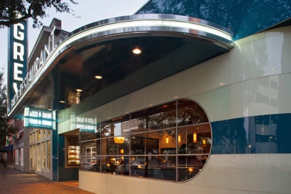 The restored 1938 bus terminal that houses The Grey restaurant