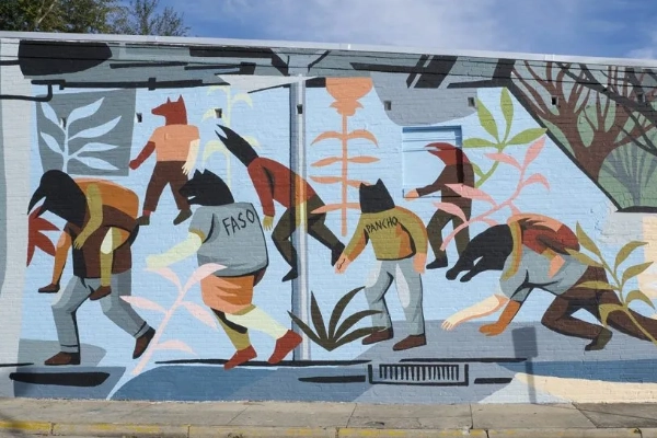 Colorful street art in the Uptown Arts District