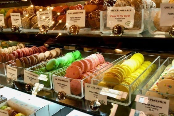 A selection of colorful macarons from CH Patisserie