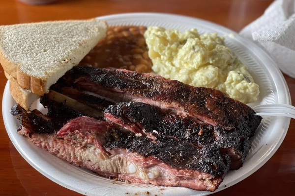 A rack of ribs from Al’s Finger Licking Good BBQ