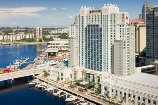 A luxurious, modern room at the JW Marriott Tampa Water Street