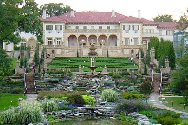 The beautiful gardens of the Philbrook Museum of Art, a former oil mansion