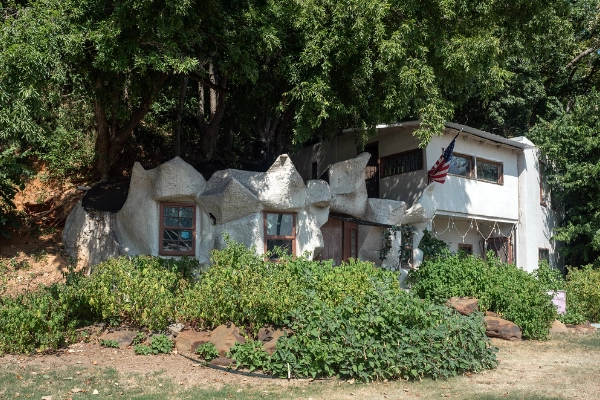 The quirky, hand-built exterior of The Cave House