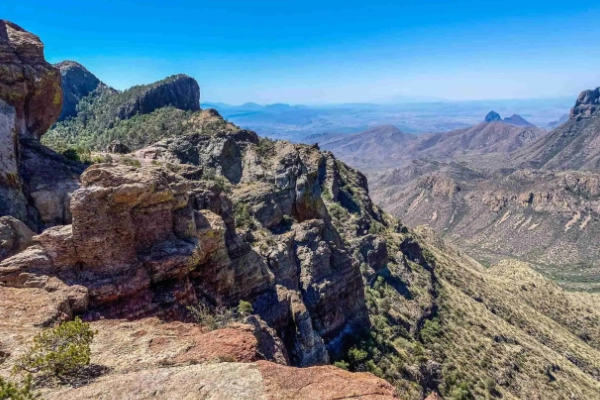 A panoramic view from the Lost Mine Trail