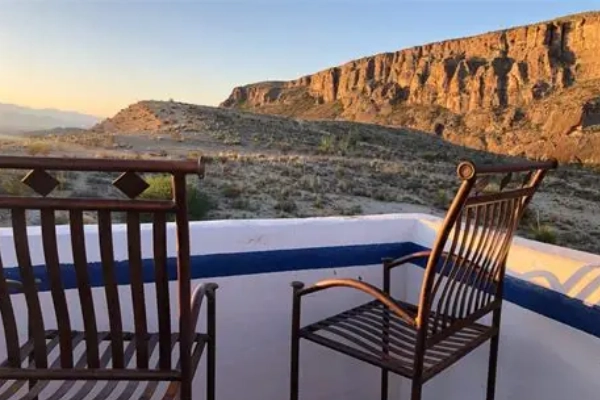 A rustic desert cabin at the Terlingua House