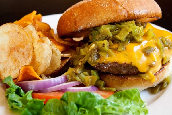 A green chile burger from Nemo’s Drive-Thru