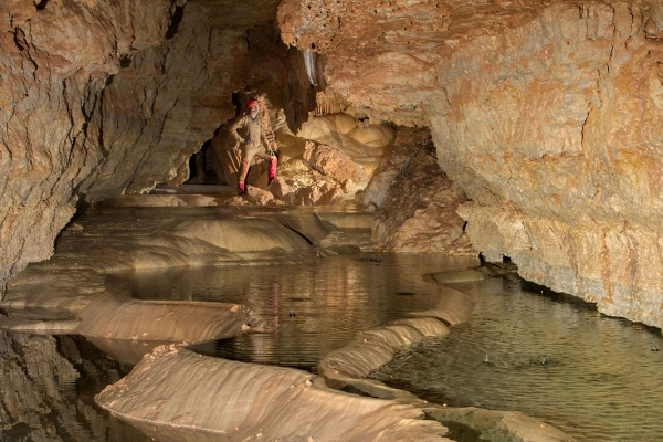 A historic bat guano bucket used for early cave exploration