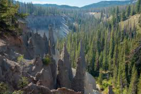 100-foot ash spires known as The Pinnacles