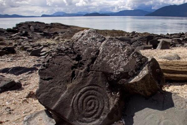 Petroglyphs carved into granite along the North Fork Koyukuk River