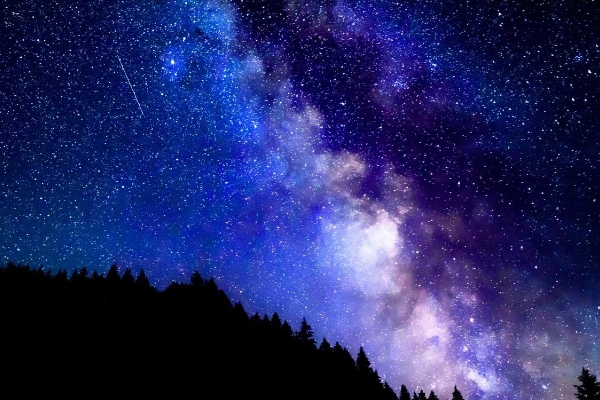 A brilliant starry sky and the Milky Way visible over the sand dunes
