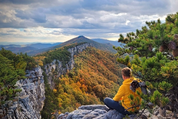A stunning view from the top of the steep Chimney Tops Trail