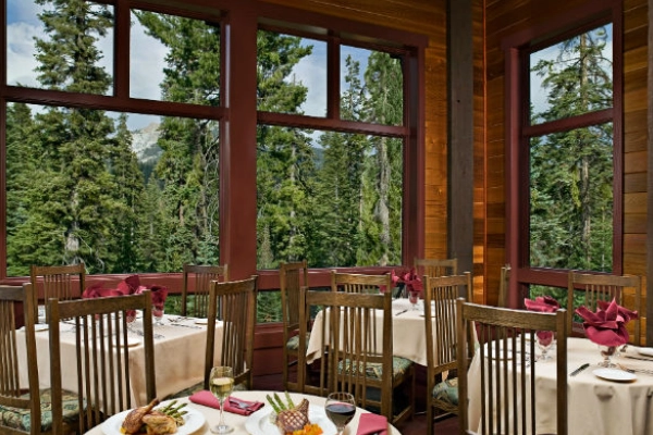 A plate of bison burgers from the Wuksachi Lodge Dining Room
