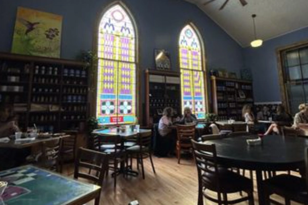 The interior of the Cathedral Café, a repurposed church