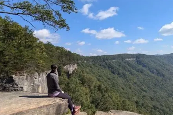 A dramatic view from a cliff edge on the Endless Wall Trail