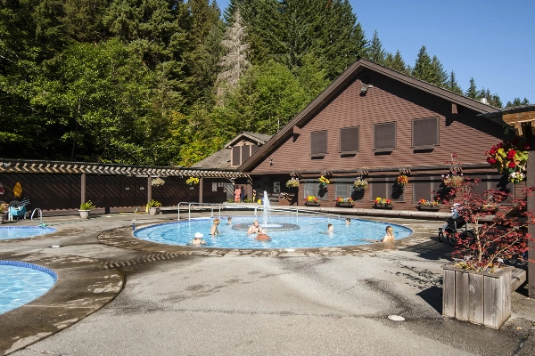 Bubbling natural hot springs at a resort