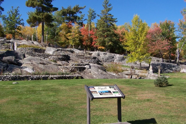 Quirky, artistic stone sculptures and statues in a forest setting