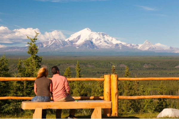 The historic Kennicott Glacier Lodge with views of the glacier