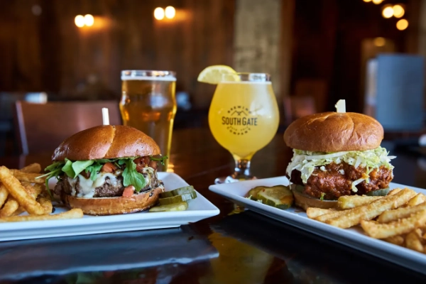 Elk sliders served with a craft beer at a local brewery